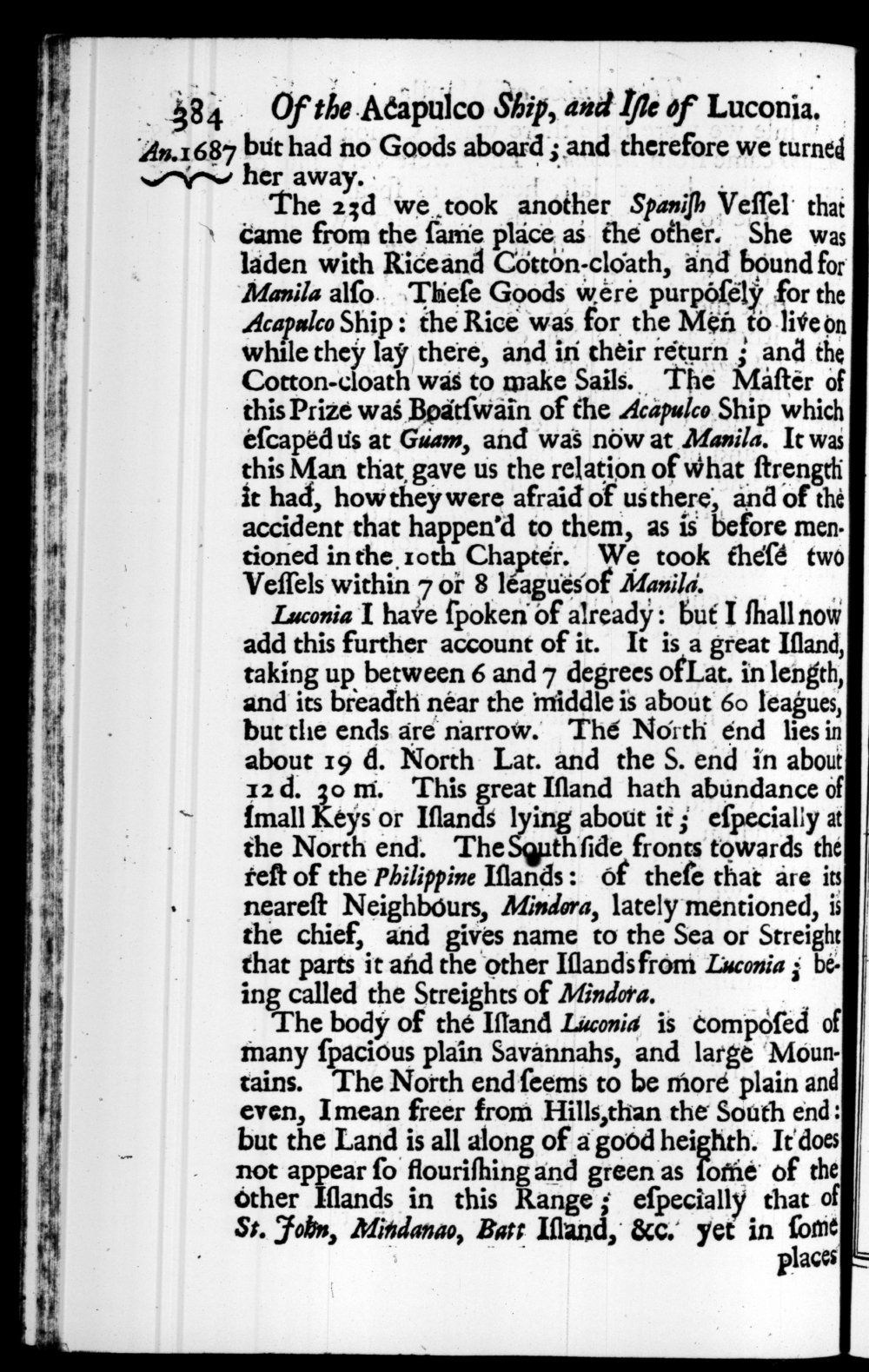 Page 384 screenshot of the book A New Voyage Round the World by William Dampier (1697 Edition).