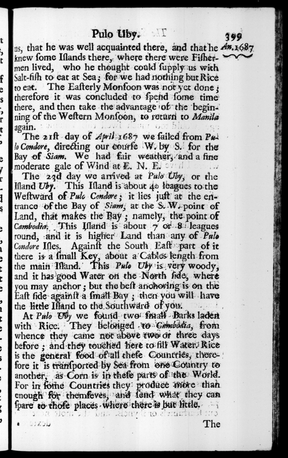 Page 399 screenshot of the book A New Voyage Round the World by William Dampier (1697 Edition).