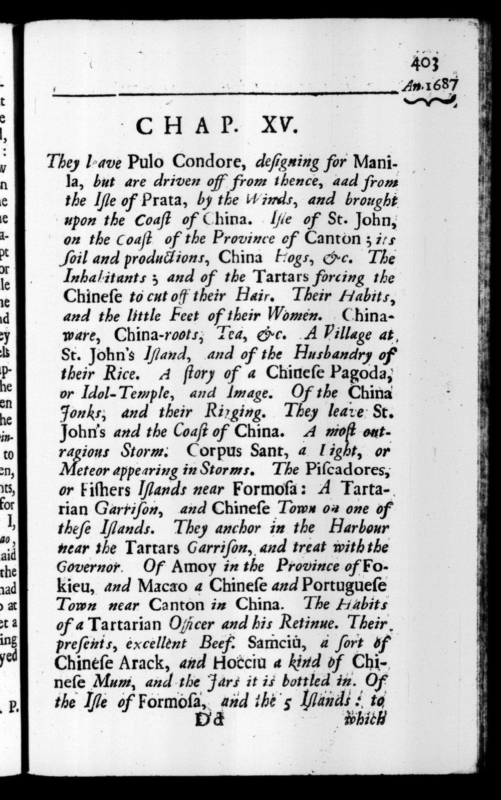 Page 403 screenshot of the book A New Voyage Round the World by William Dampier (1697 Edition).
