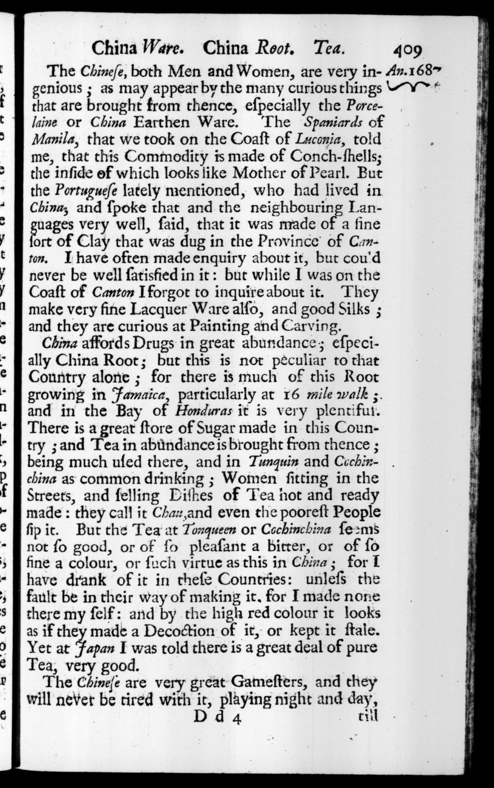 Page 409 screenshot of the book A New Voyage Round the World by William Dampier (1697 Edition).