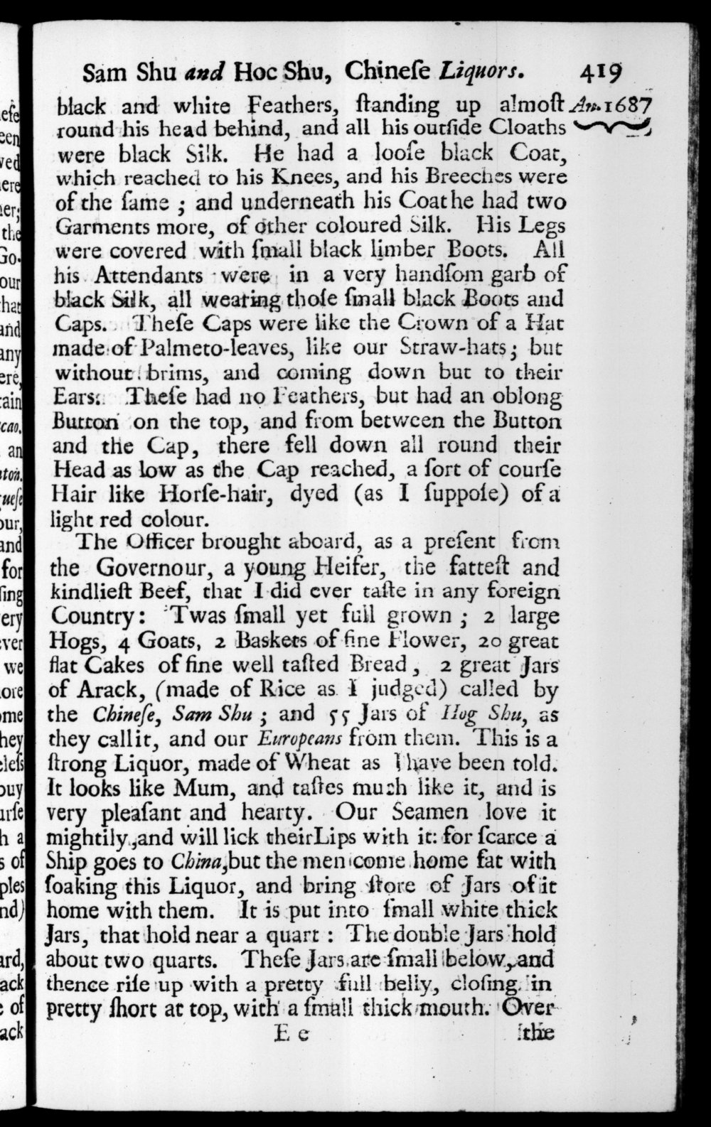 Page 419 screenshot of the book A New Voyage Round the World by William Dampier (1697 Edition).