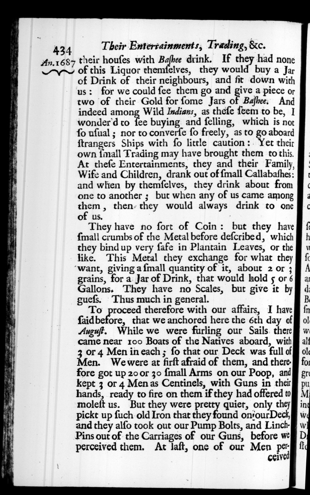 Page 434 screenshot of the book A New Voyage Round the World by William Dampier (1697 Edition).