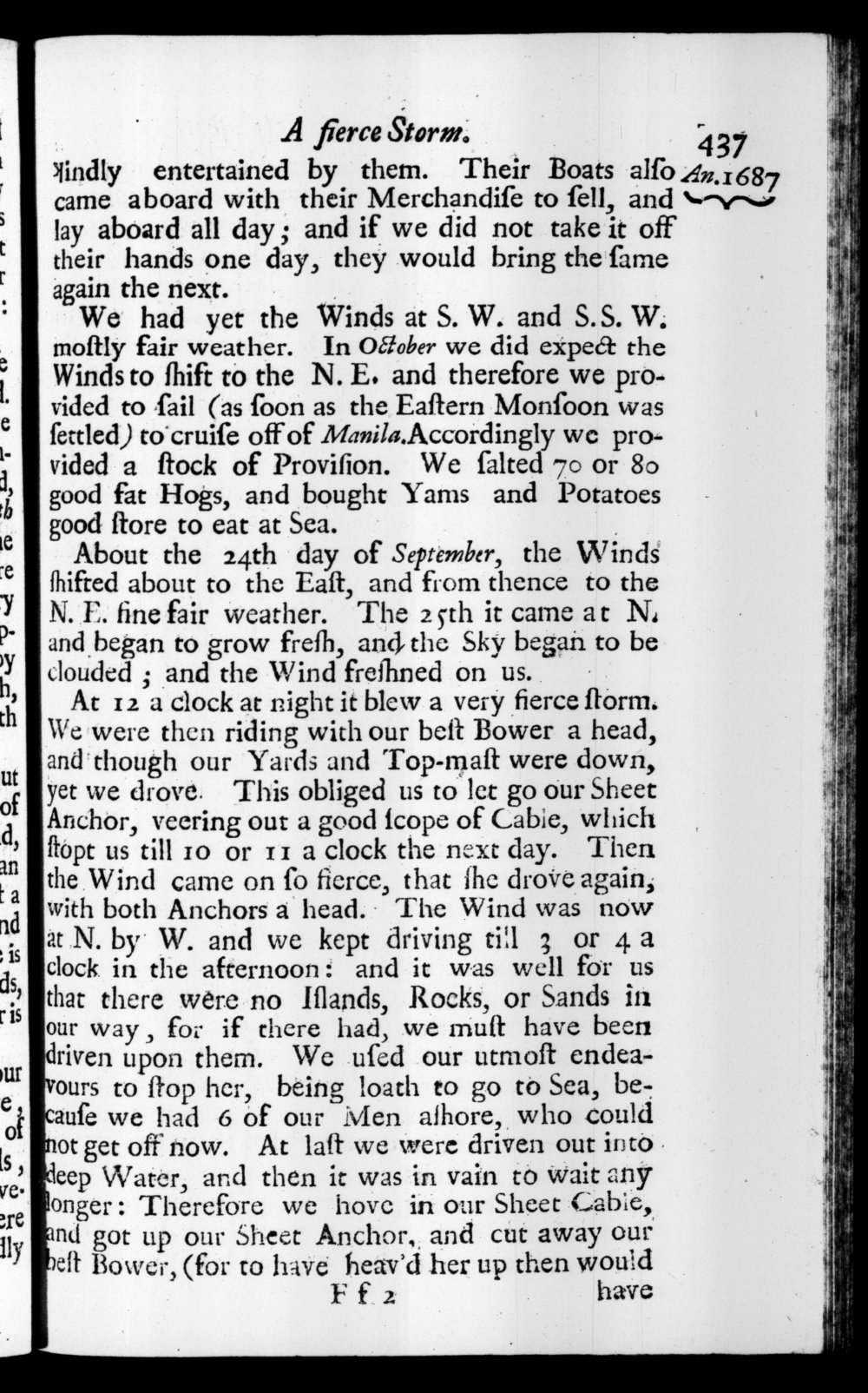 Page 437 screenshot of the book A New Voyage Round the World by William Dampier (1697 Edition).