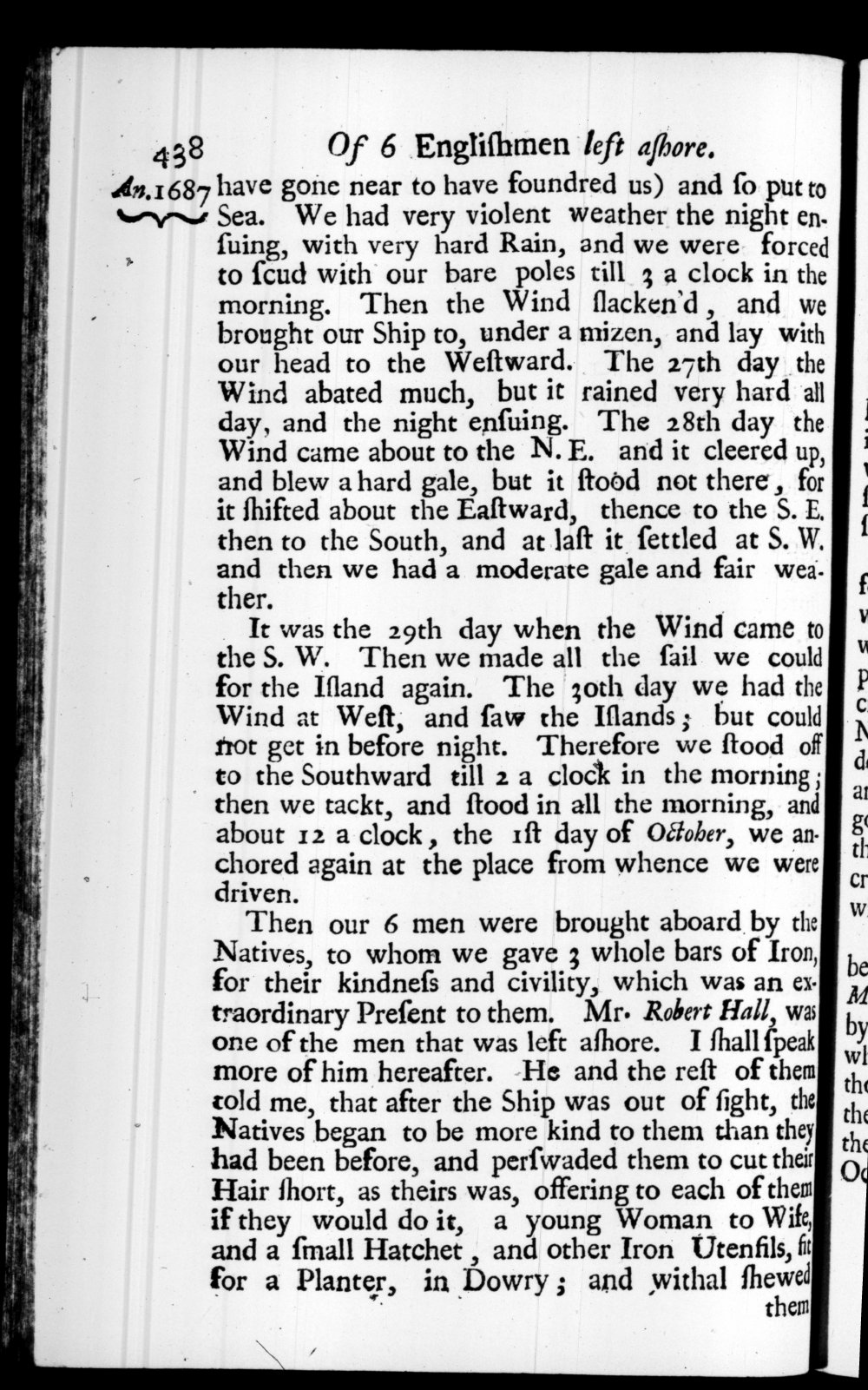 Page 438 screenshot of the book A New Voyage Round the World by William Dampier (1697 Edition).
