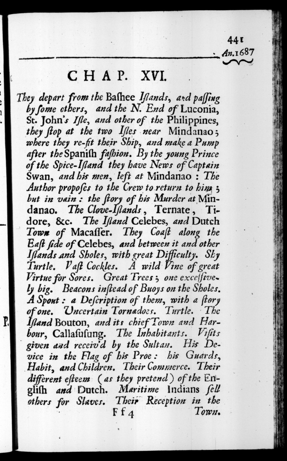 Page 441 screenshot of the book A New Voyage Round the World by William Dampier (1697 Edition).