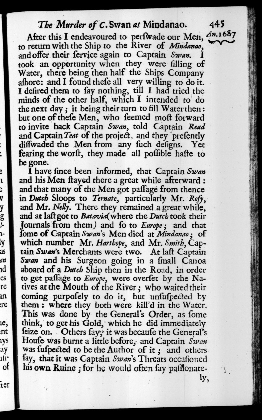 Page 445 screenshot of the book A New Voyage Round the World by William Dampier (1697 Edition).
