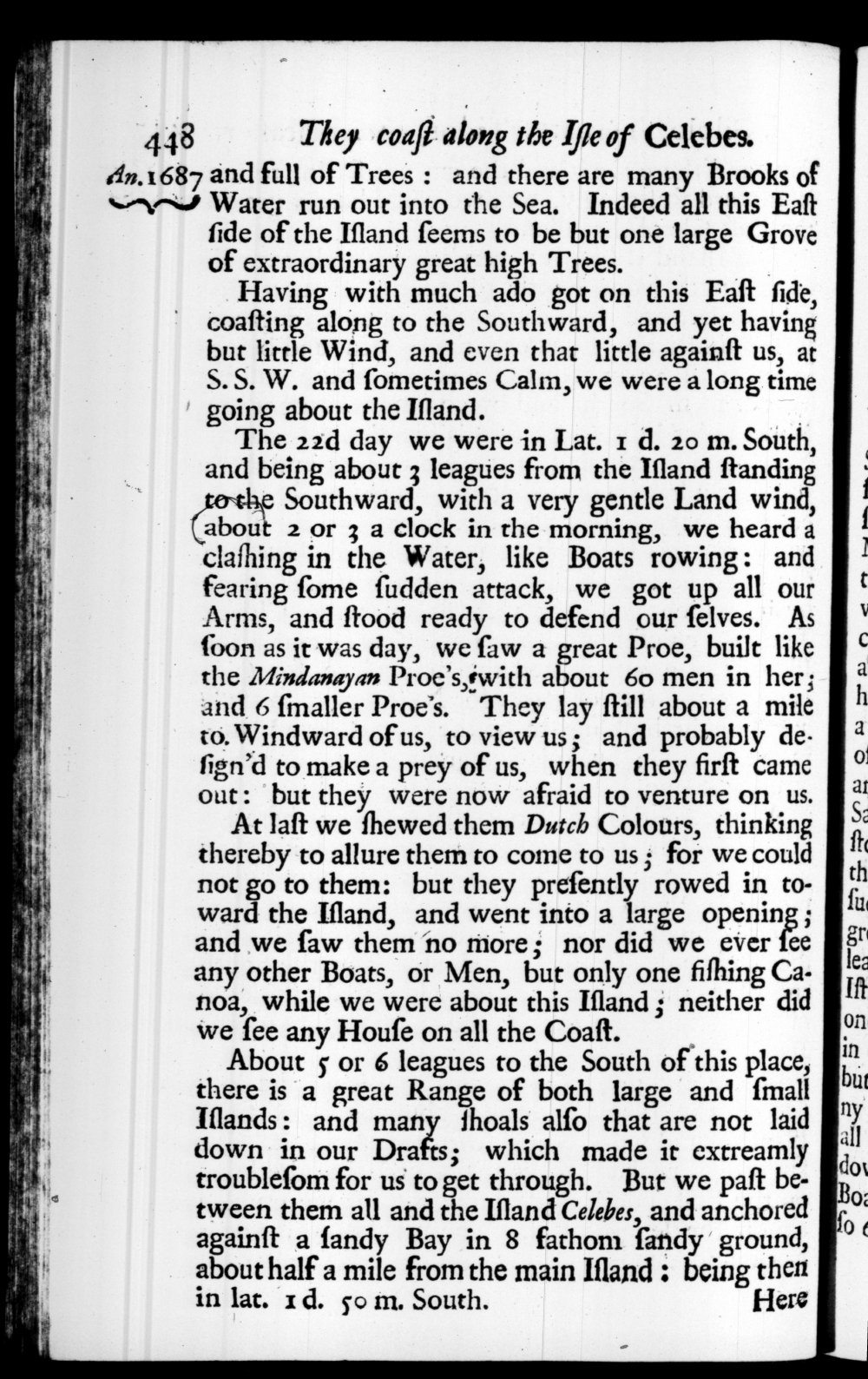 Page 448 screenshot of the book A New Voyage Round the World by William Dampier (1697 Edition).