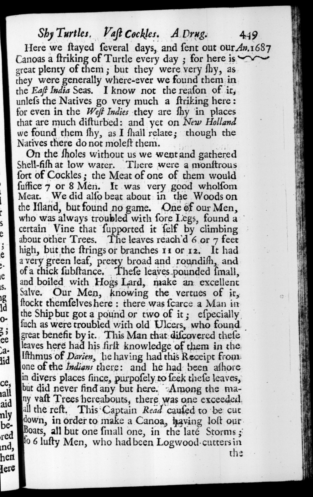 Page 449 screenshot of the book A New Voyage Round the World by William Dampier (1697 Edition).