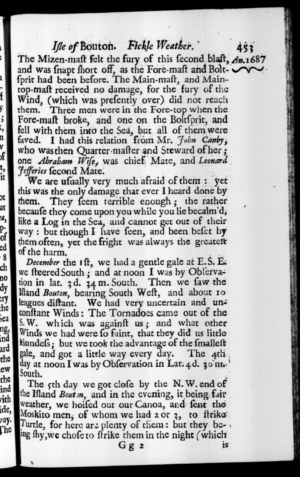 Page 453 screenshot of the book A New Voyage Round the World by William Dampier (1697 Edition).