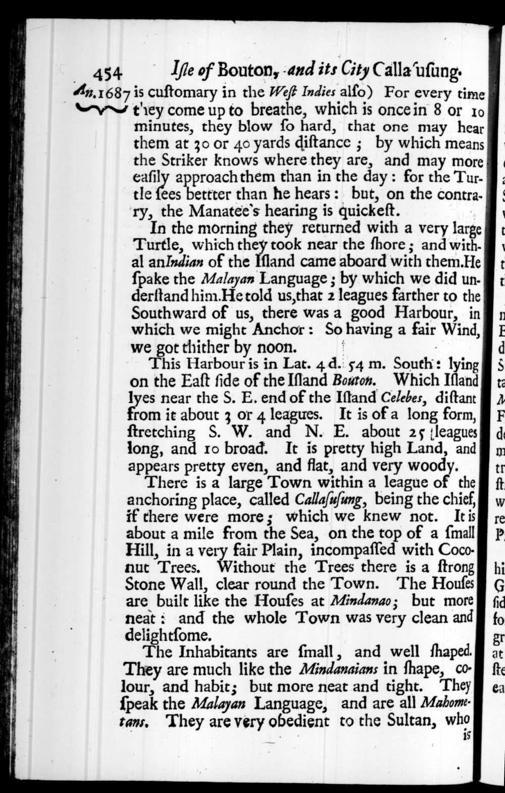 Page 454 screenshot of the book A New Voyage Round the World by William Dampier (1697 Edition).