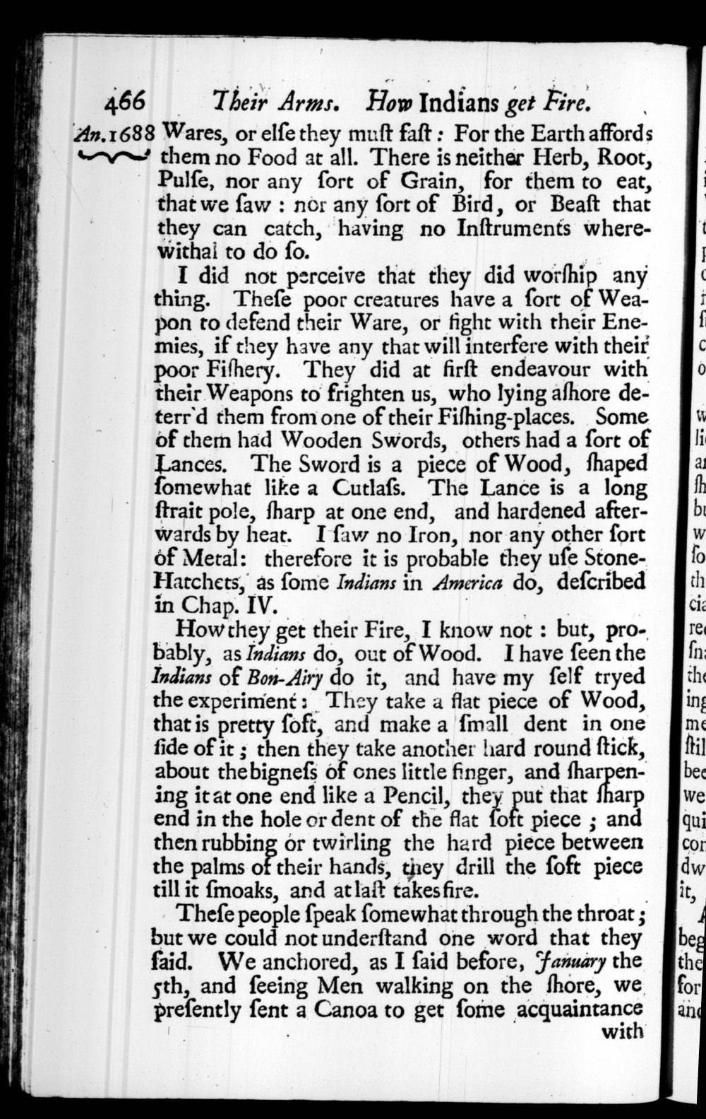 Page 466 screenshot of the book A New Voyage Round the World by William Dampier (1697 Edition).