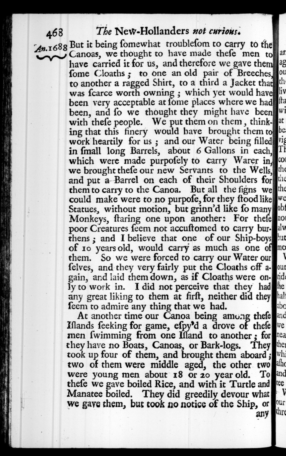 Page 468 screenshot of the book A New Voyage Round the World by William Dampier (1697 Edition).