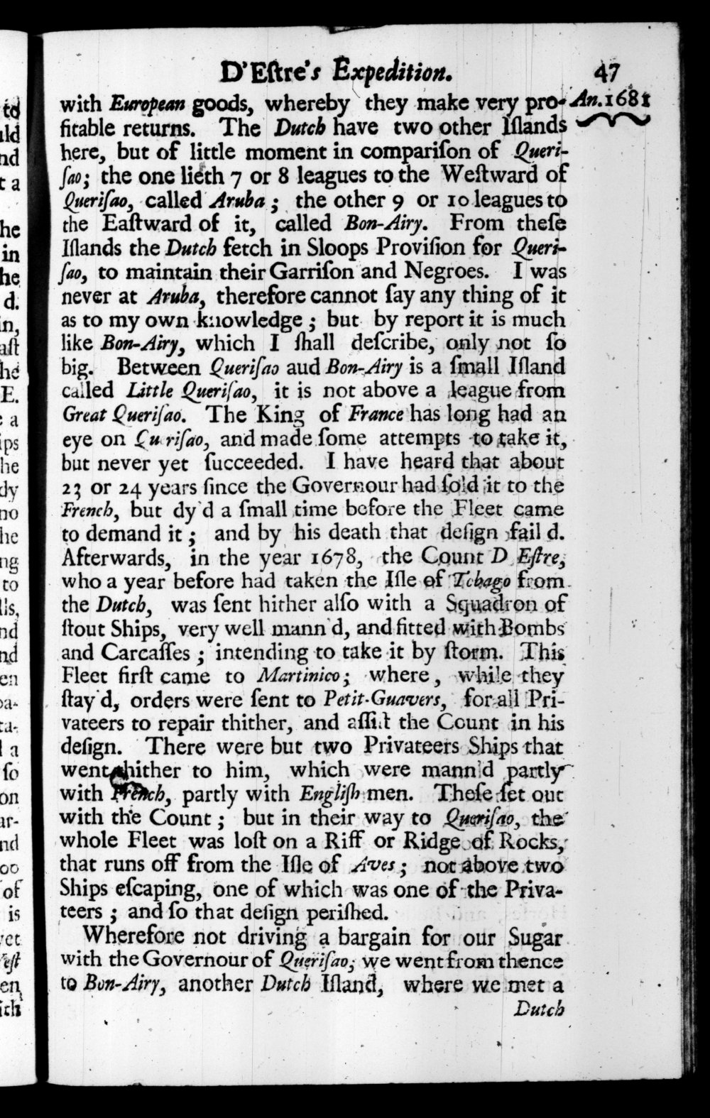 Page 47 screenshot of the book A New Voyage Round the World by William Dampier (1697 Edition).