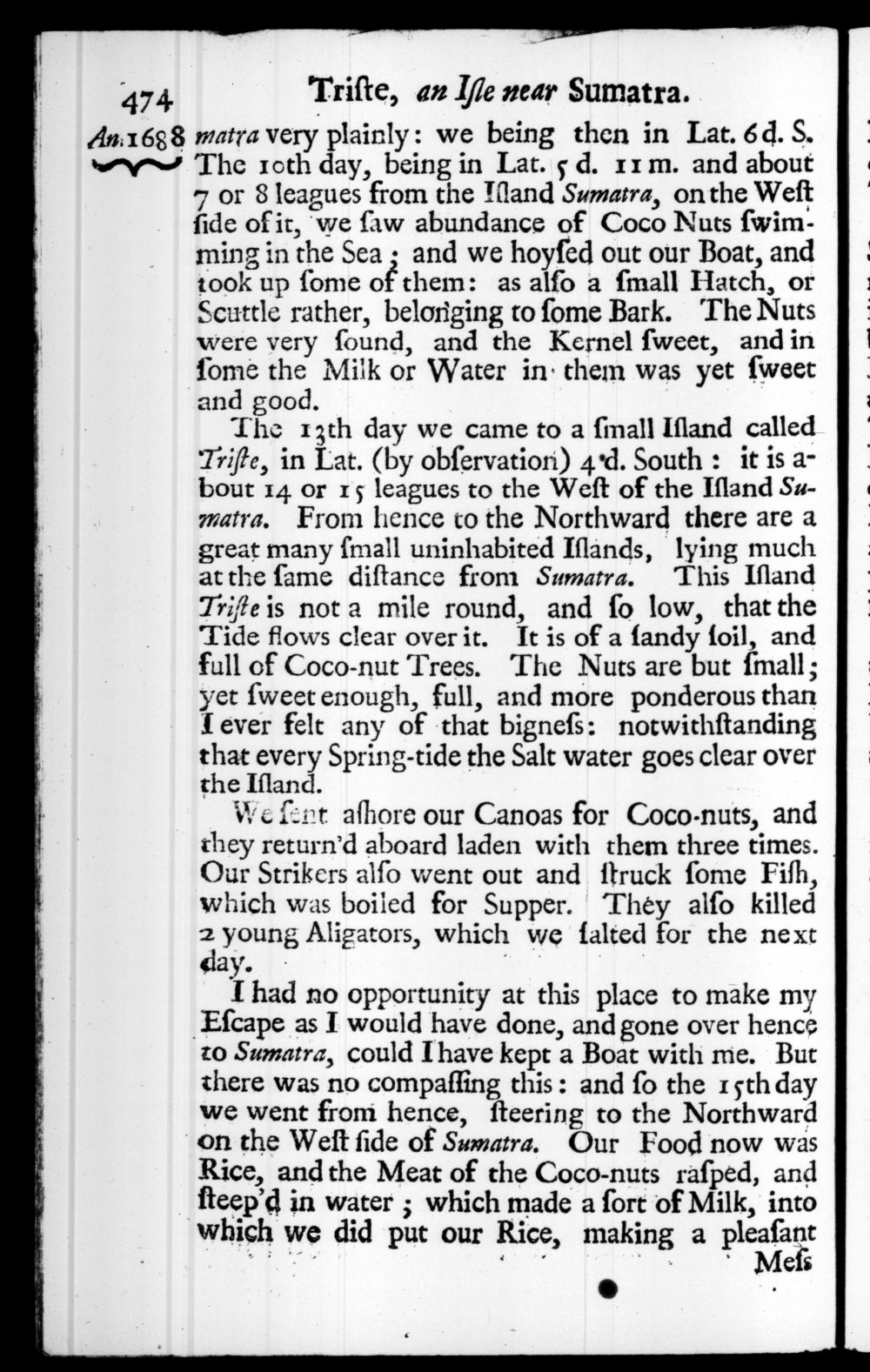 Page 474 screenshot of the book A New Voyage Round the World by William Dampier (1697 Edition).