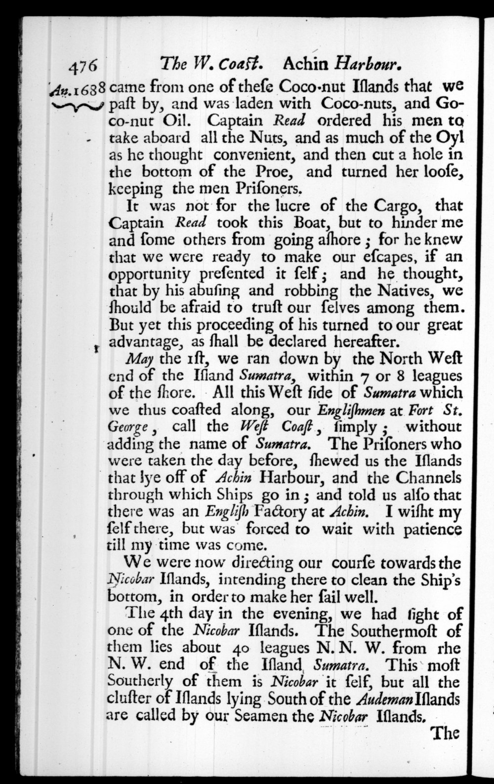 Page 476 screenshot of the book A New Voyage Round the World by William Dampier (1697 Edition).