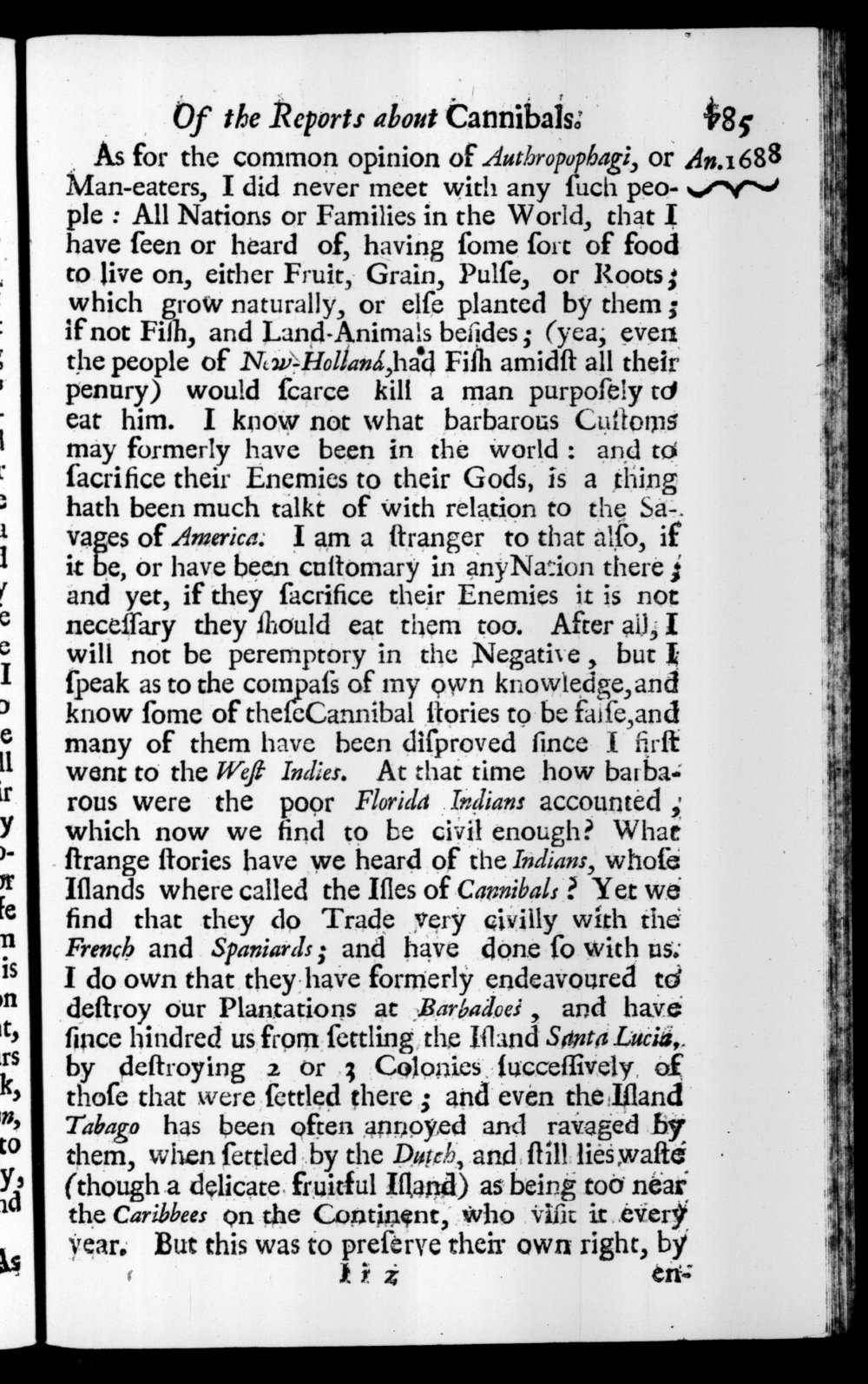 Page 485 screenshot of the book A New Voyage Round the World by William Dampier (1697 Edition).