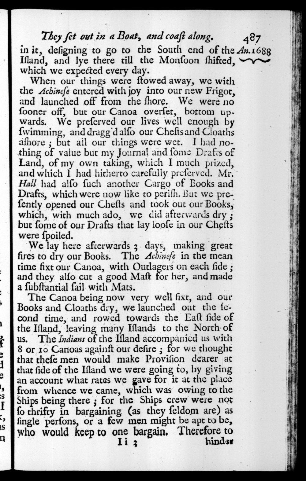 Page 487 screenshot of the book A New Voyage Round the World by William Dampier (1697 Edition).