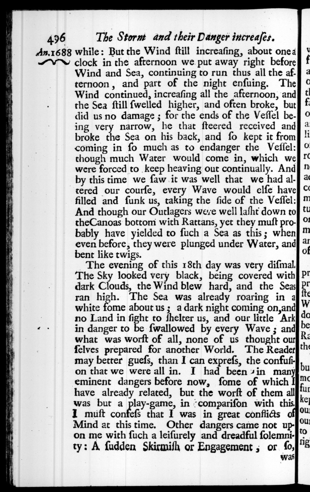 Page 496 screenshot of the book A New Voyage Round the World by William Dampier (1697 Edition).