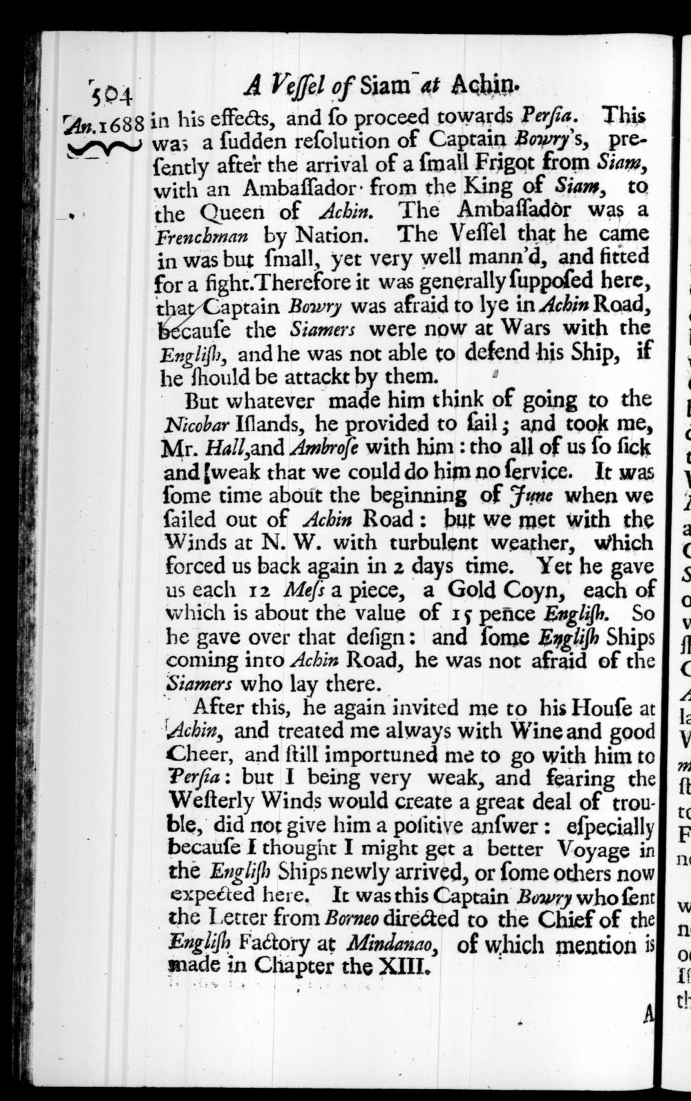 Page 504 screenshot of the book A New Voyage Round the World by William Dampier (1697 Edition).