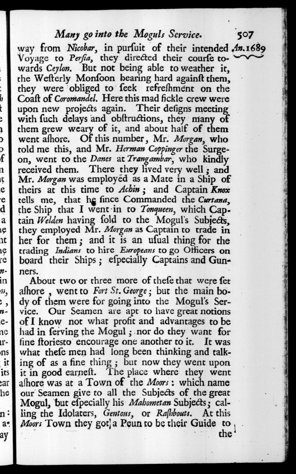 Page 507 screenshot of the book A New Voyage Round the World by William Dampier (1697 Edition).