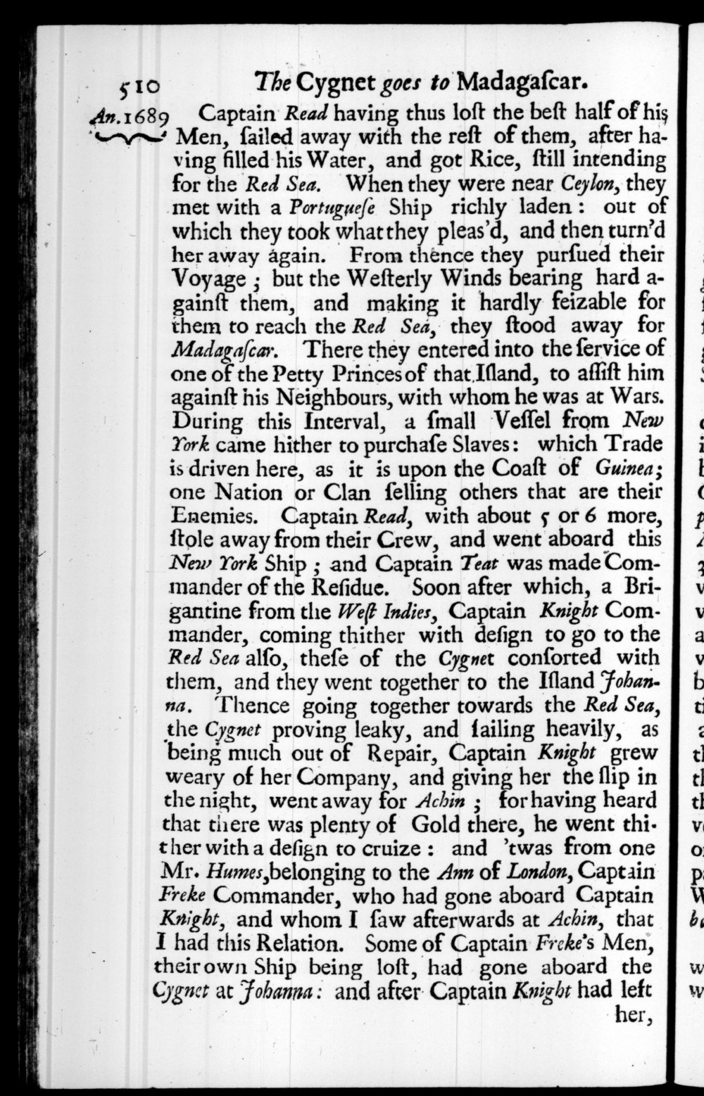 Page 510 screenshot of the book A New Voyage Round the World by William Dampier (1697 Edition).