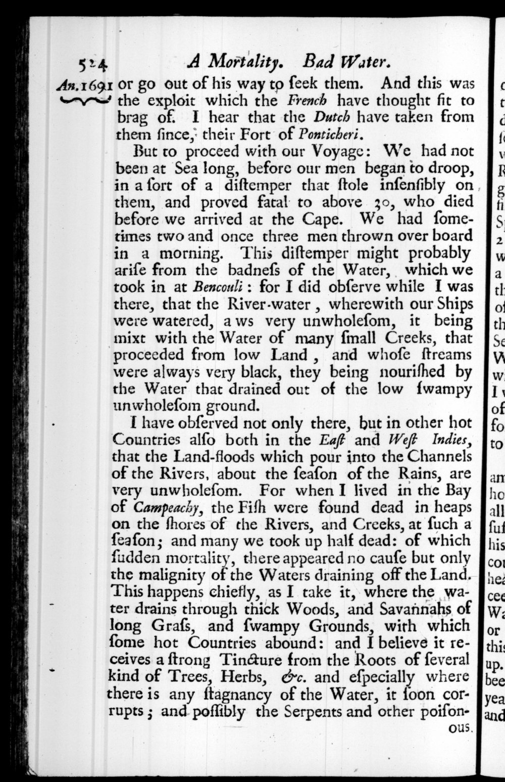 Page 524 screenshot of the book A New Voyage Round the World by William Dampier (1697 Edition).