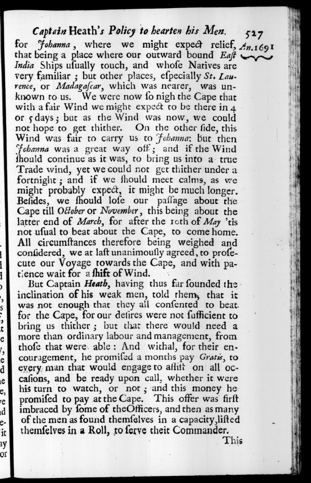Page 527 screenshot of the book A New Voyage Round the World by William Dampier (1697 Edition).