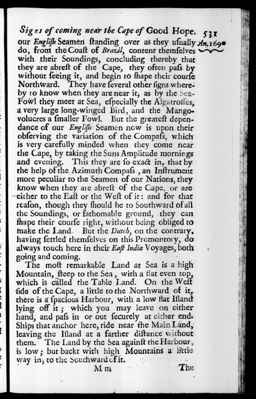 Page 531 screenshot of the book A New Voyage Round the World by William Dampier (1697 Edition).