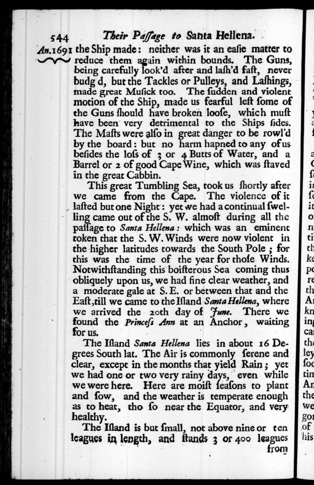 Page 544 screenshot of the book A New Voyage Round the World by William Dampier (1697 Edition).