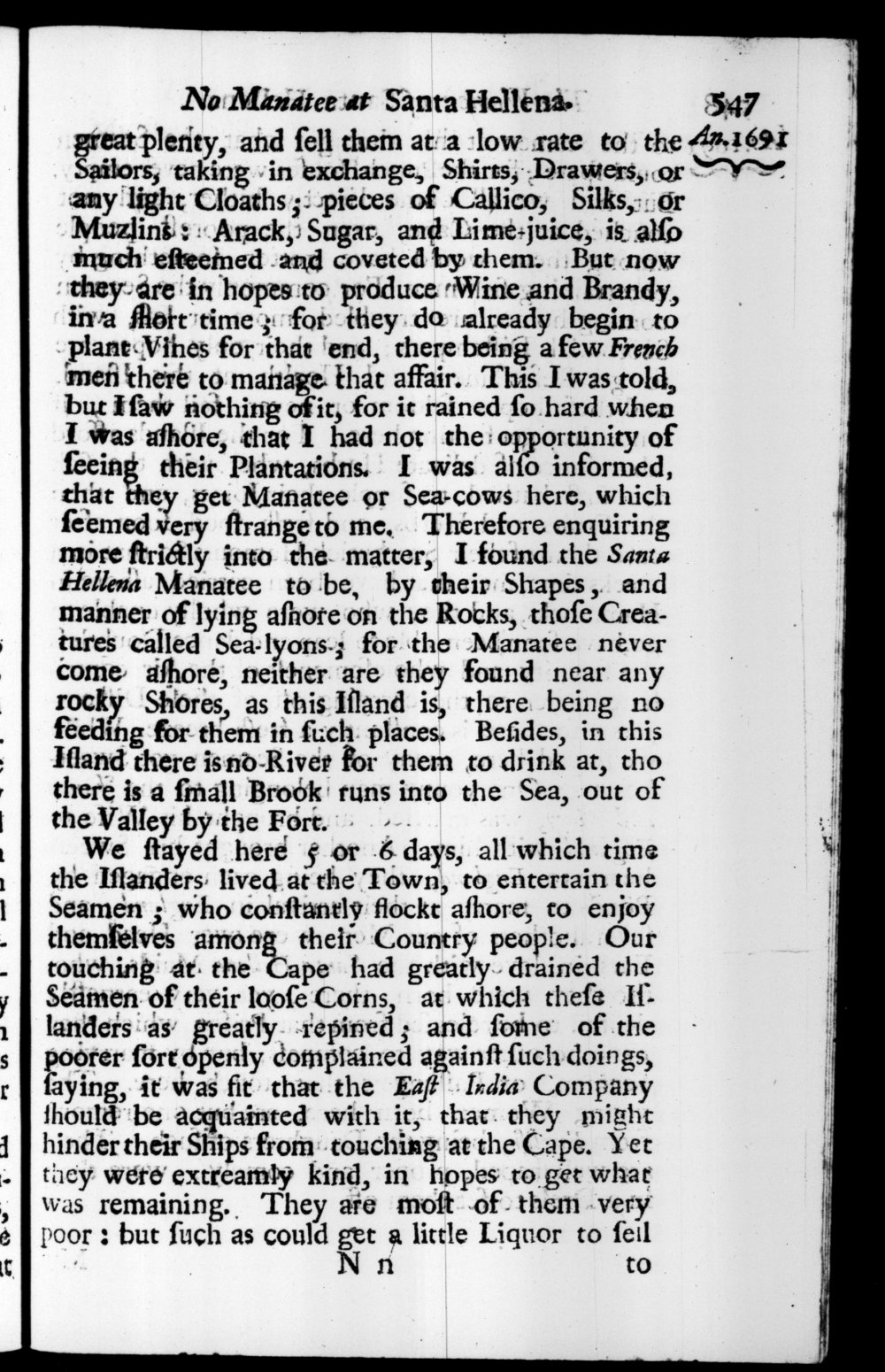 Page 547 screenshot of the book A New Voyage Round the World by William Dampier (1697 Edition).