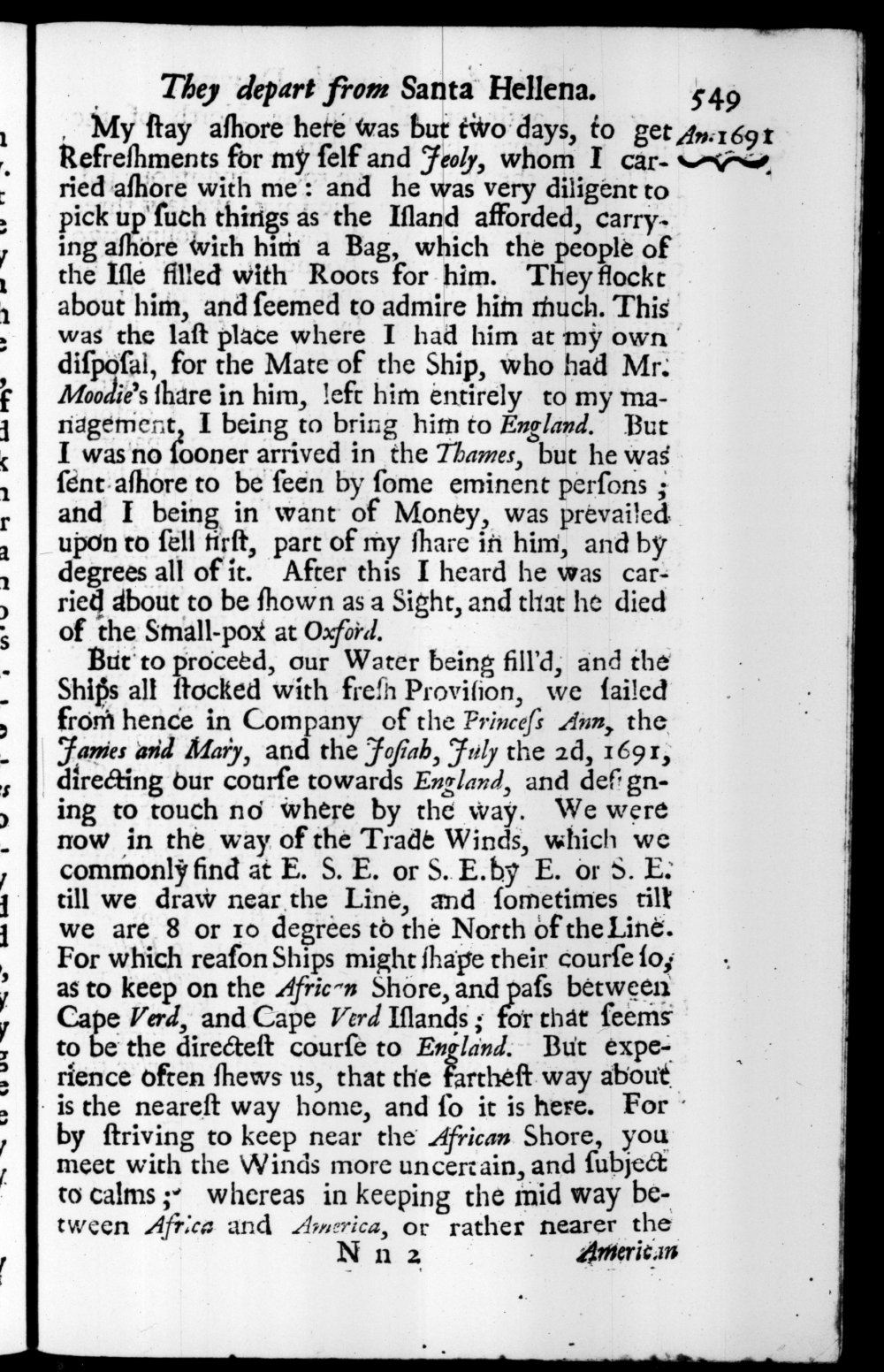 Page 549 screenshot of the book A New Voyage Round the World by William Dampier (1697 Edition).