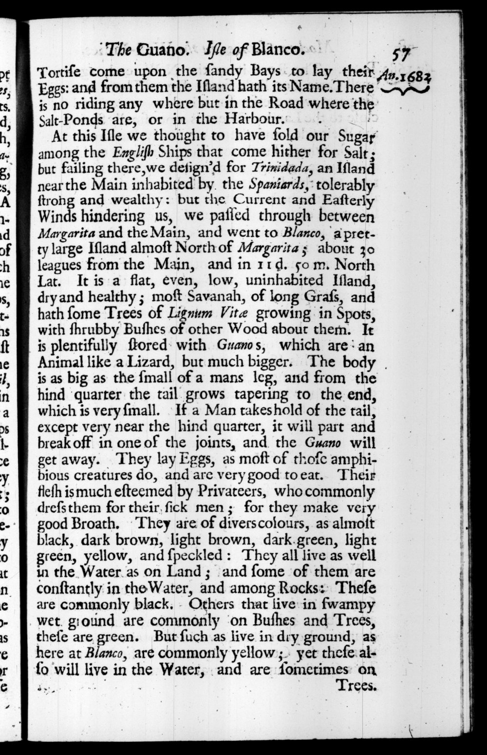 Page 57 screenshot of the book A New Voyage Round the World by William Dampier (1697 Edition).