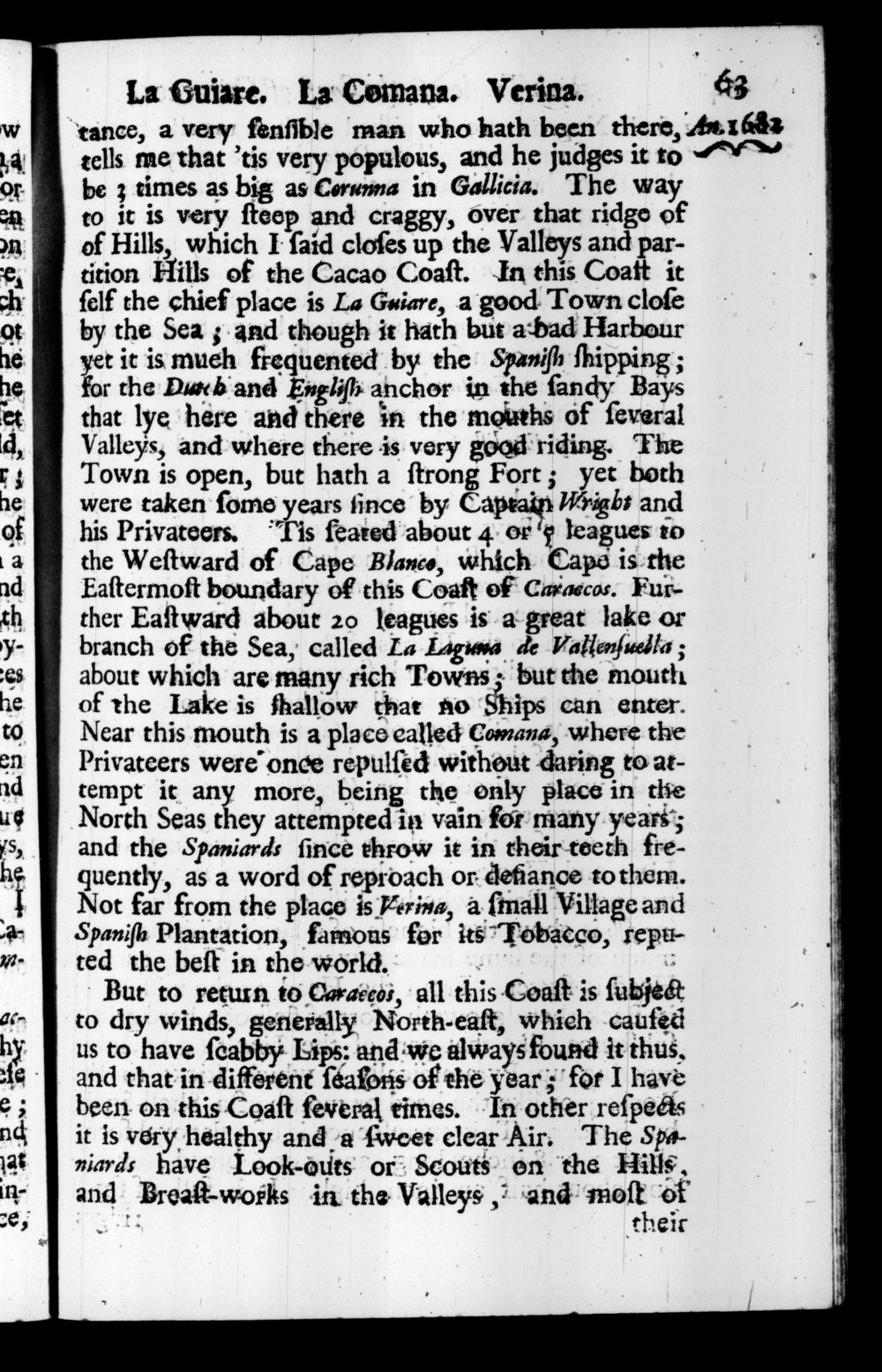 Page 63 screenshot of the book A New Voyage Round the World by William Dampier (1697 Edition).