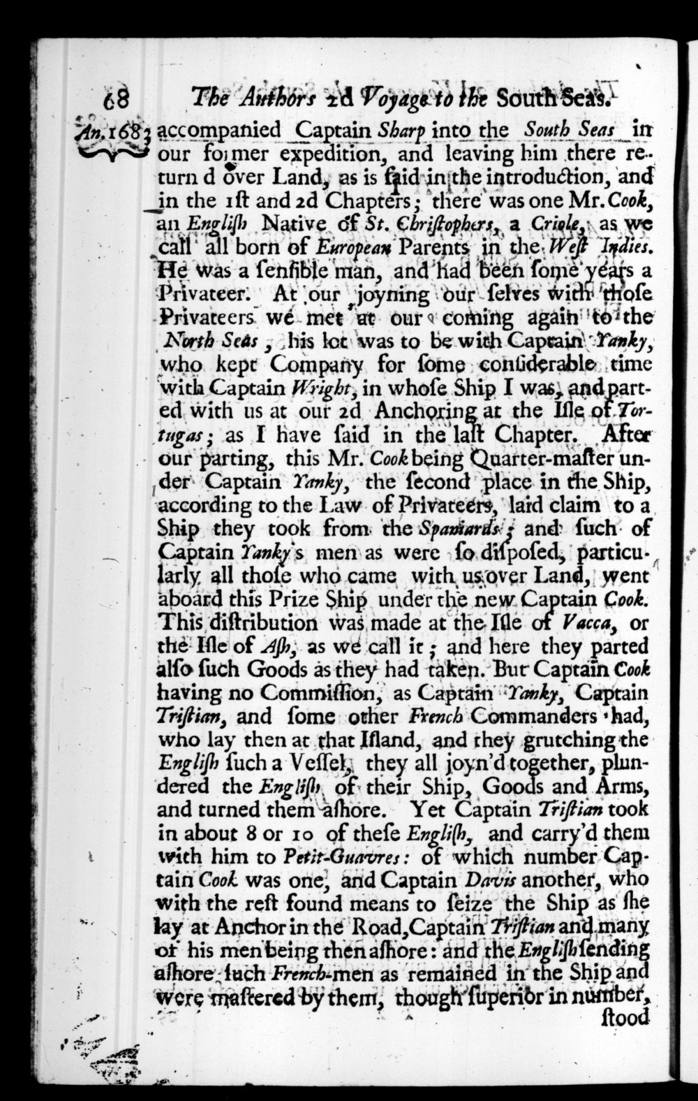 Page 68 screenshot of the book A New Voyage Round the World by William Dampier (1697 Edition).