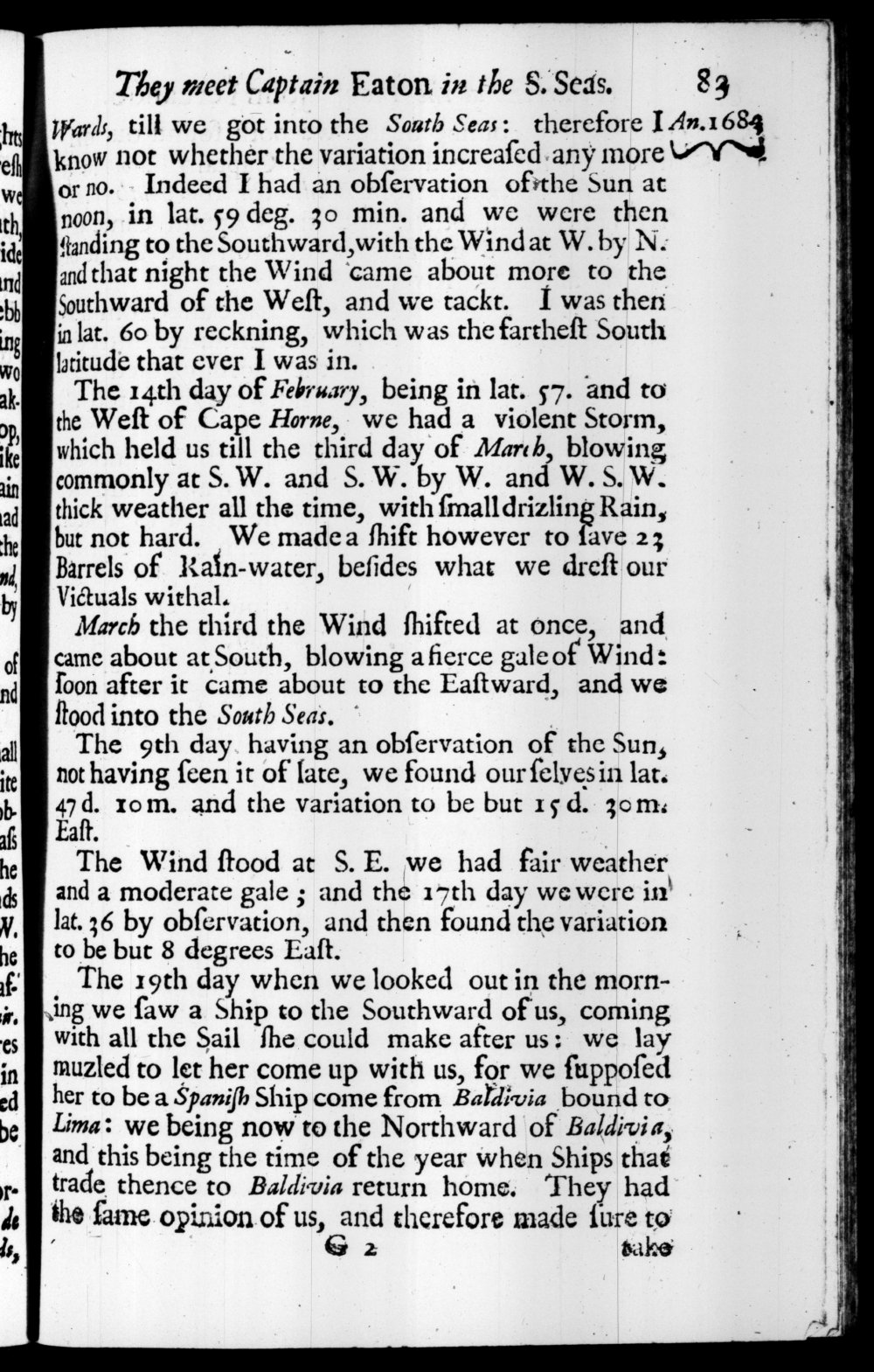 Page 83 screenshot of the book A New Voyage Round the World by William Dampier (1697 Edition).