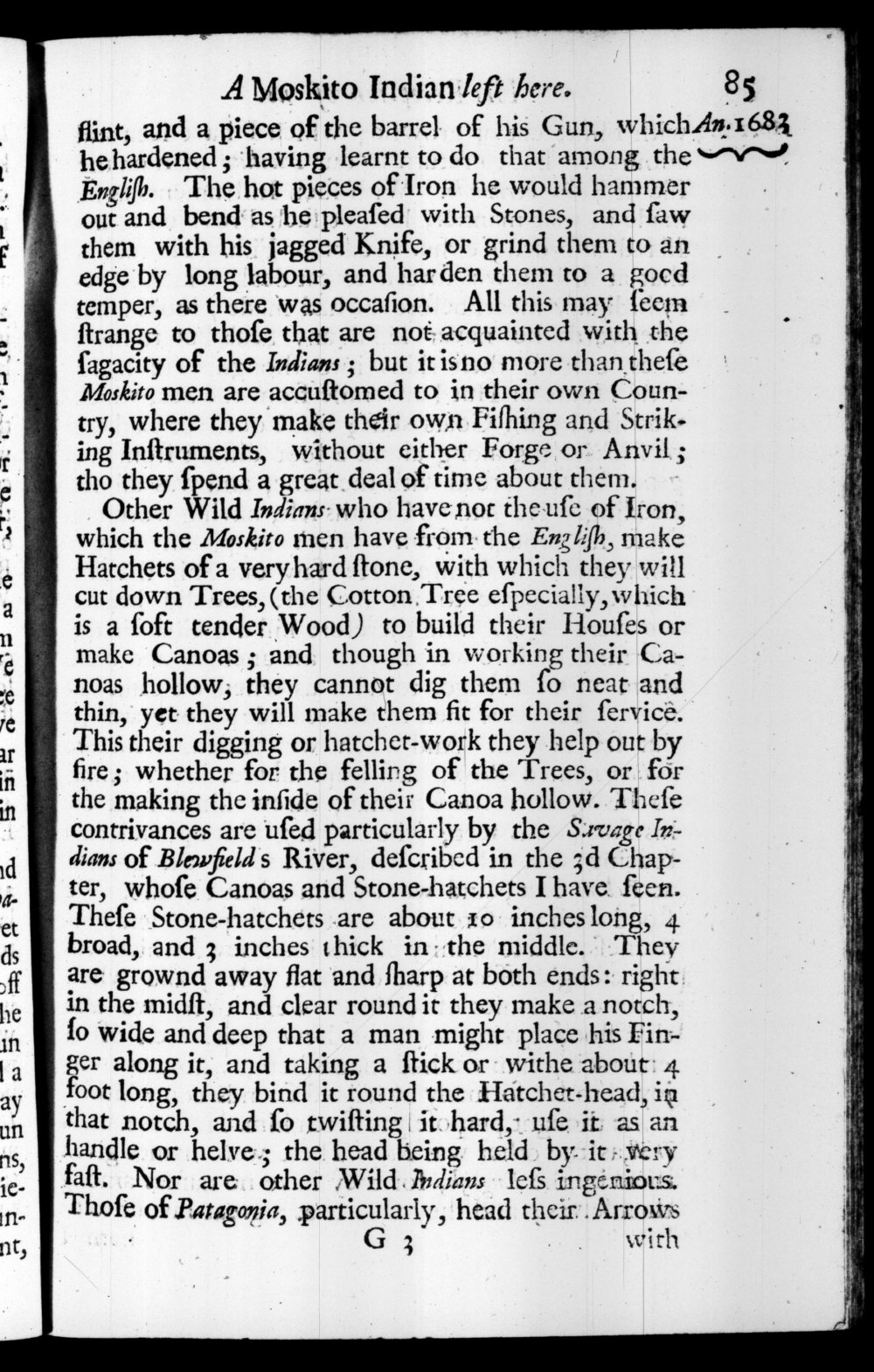 Page 85 screenshot of the book A New Voyage Round the World by William Dampier (1697 Edition).