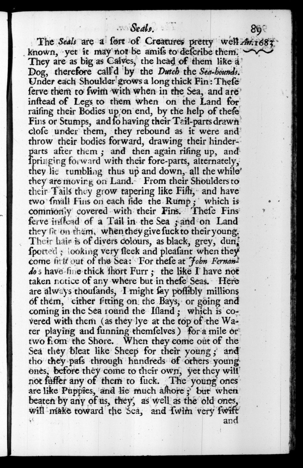 Page 89 screenshot of the book A New Voyage Round the World by William Dampier (1697 Edition).
