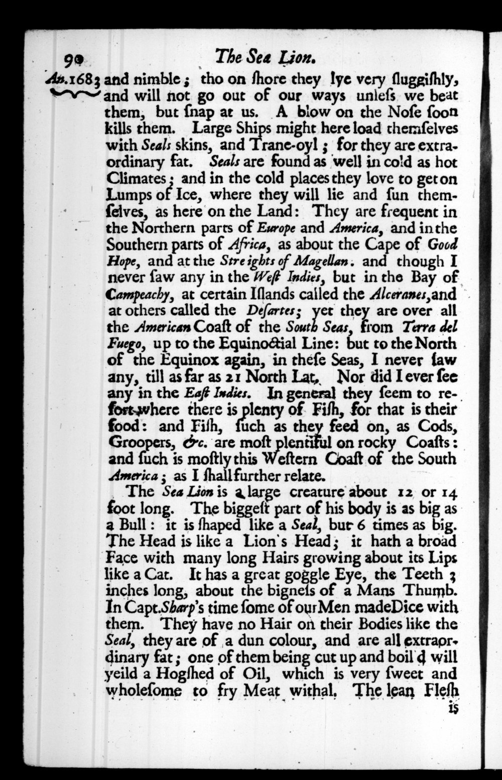Page 90 screenshot of the book A New Voyage Round the World by William Dampier (1697 Edition).