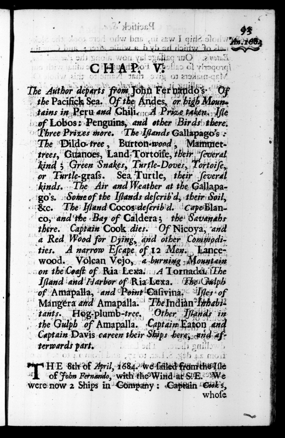 Page 93 screenshot of the book A New Voyage Round the World by William Dampier (1697 Edition).
