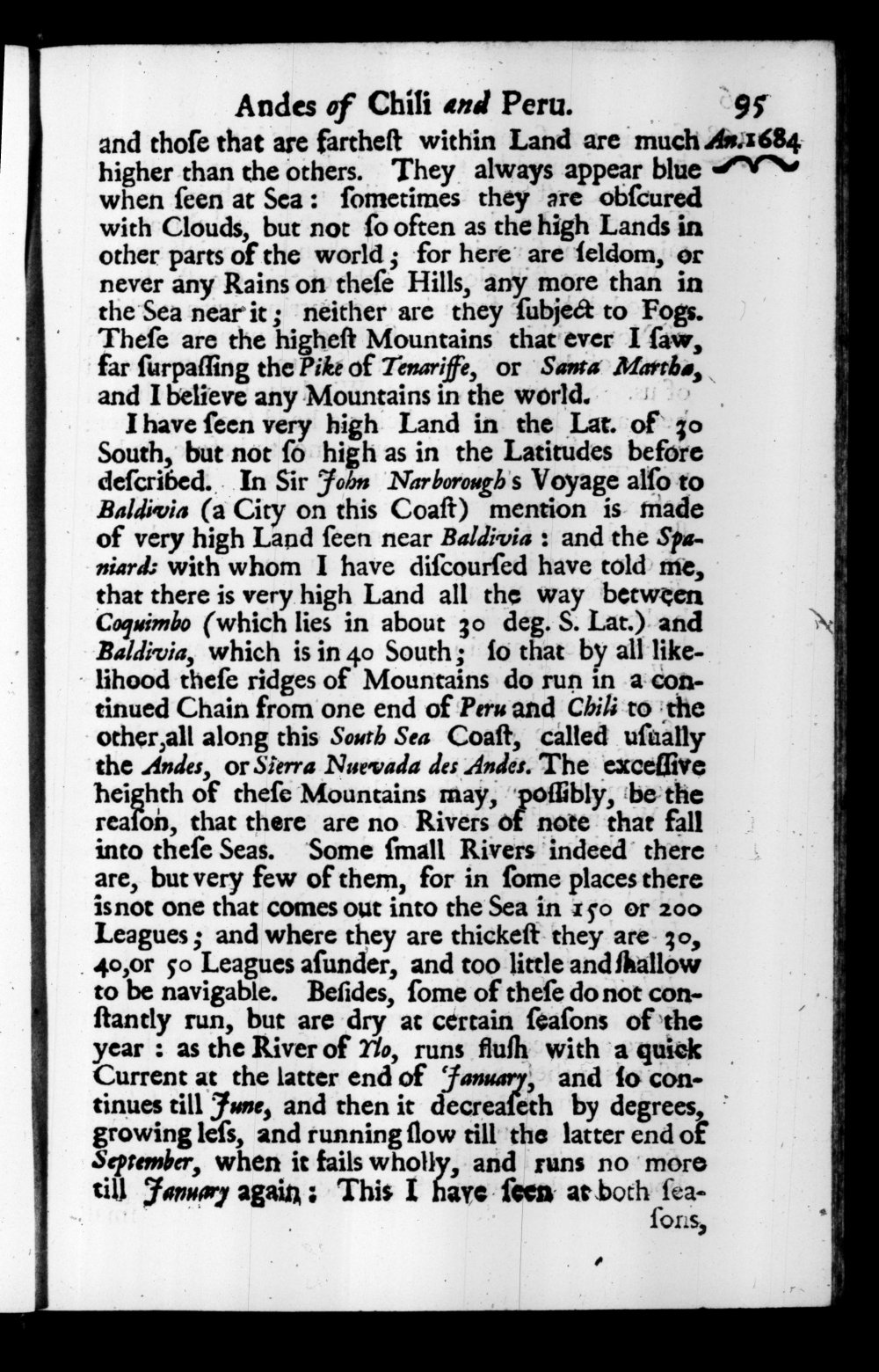 Page 95 screenshot of the book A New Voyage Round the World by William Dampier (1697 Edition).